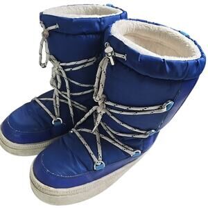 ALDO Moon Boots Nylon Snow Ski Winter Shoes Blue Comfy Fleece Lined 7.5